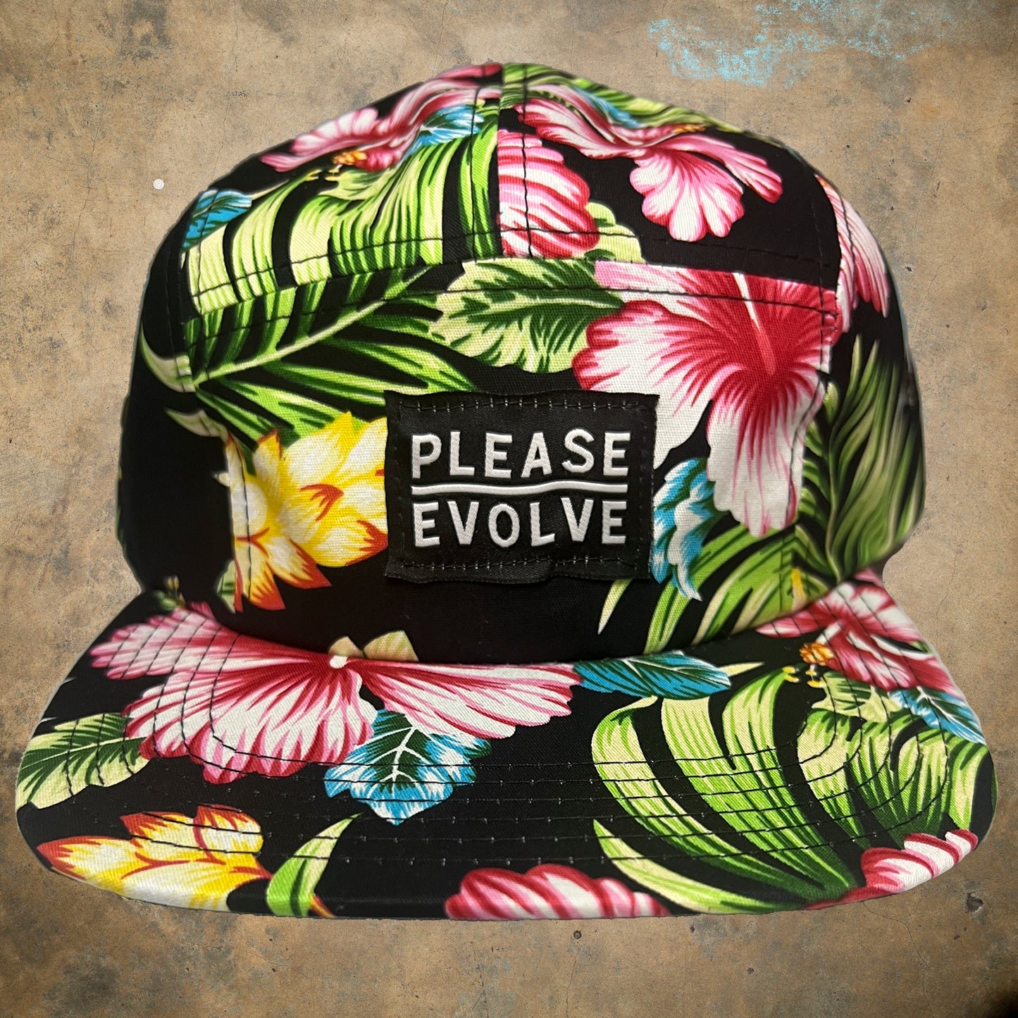 Please Evolve 5 Panel Hat Black Floral