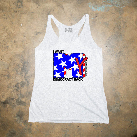 Democracy Back – Flag - Feminine Racerback Tank