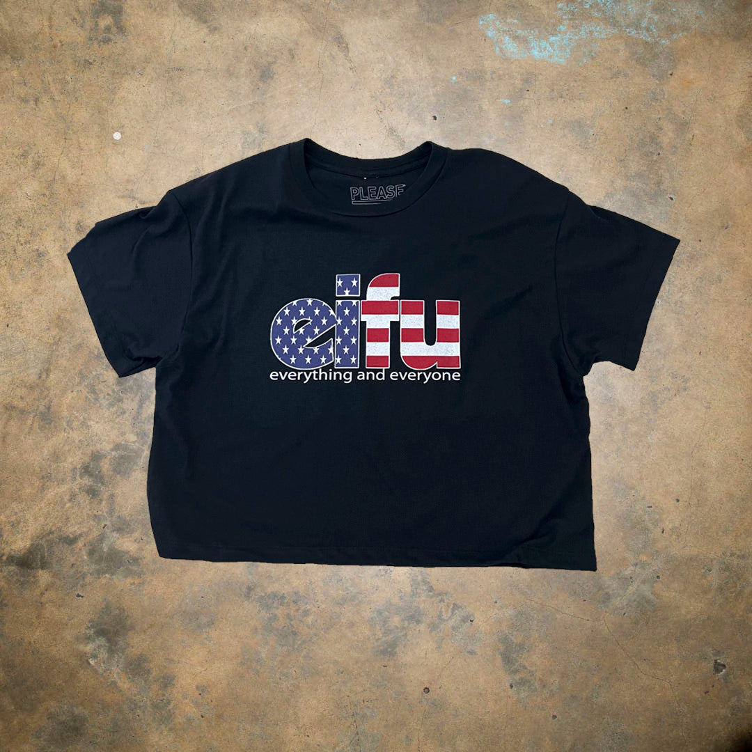 Patriot Pack Flag Logo EIFU x Please Evolve Black Crop