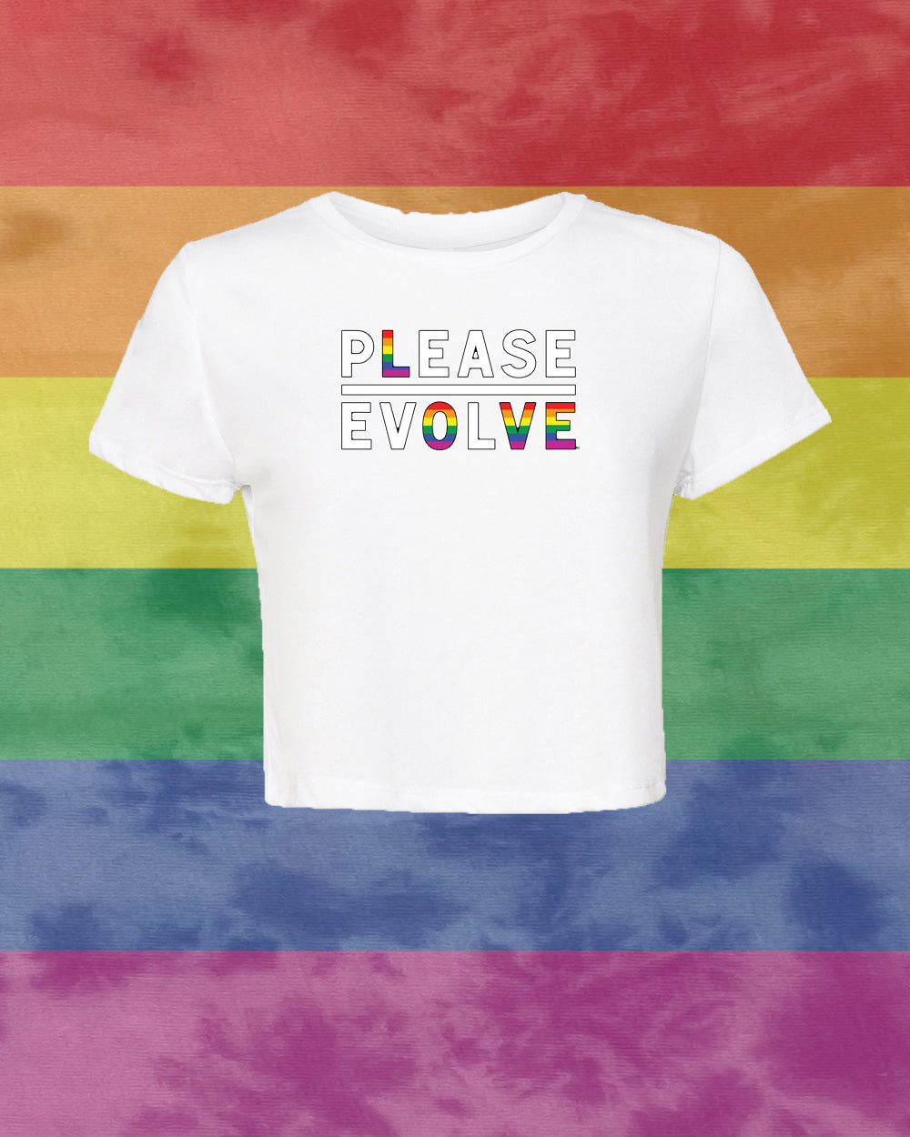 Please Love Tri Blend Crop White With Pride Logo