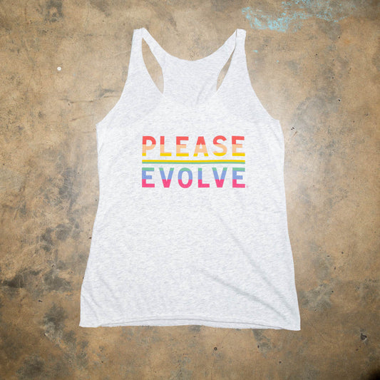 This is the original logo which shows support of pride... everyday! Heather Gray tri blend racer back. Super soft for a vintage look and feel. Original logo in PRIDE colorway.