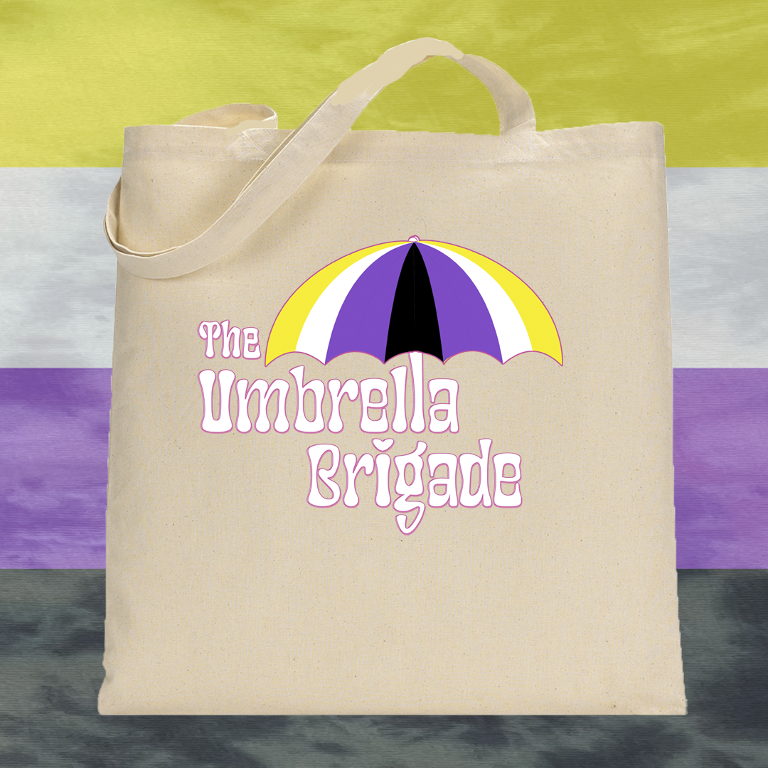 Customizable Umbrella with Your Pride Flag Choice Tote (Non Binary Flag)