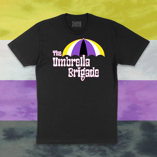 Customizable Umbrella with Your Pride Flag Choice T-Shirt (Non Binary Flag)