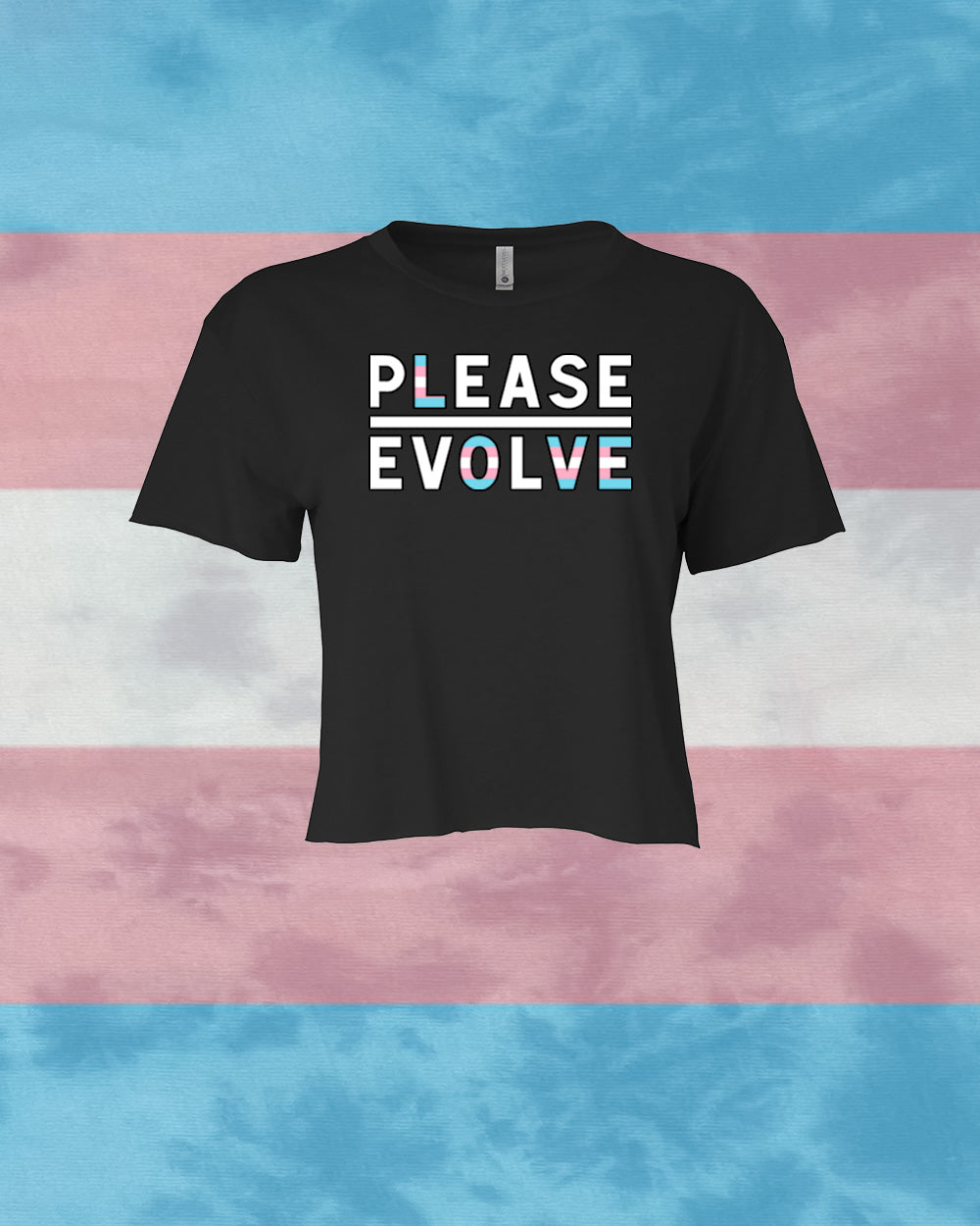 Please Love Transgender Logo Black Tri Blend Crop FREE SHIPPING