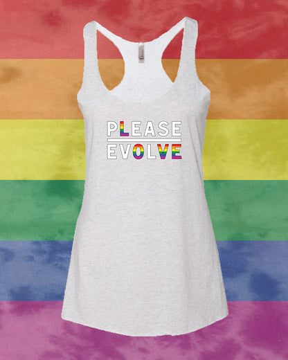 Please Love Tri Blend Racer Back Tank Heather Gray With Pride Logo FREE SHIPPING
