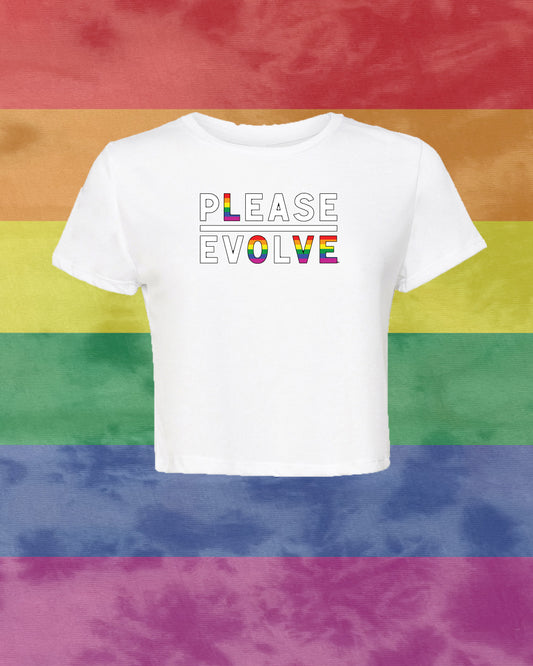 Please Love Tri Blend Crop White With Pride Logo FREE SHIPPING