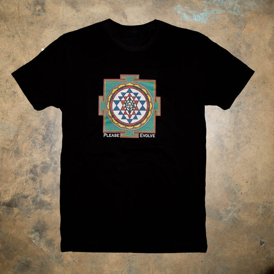 vintage mandala graphic on black tshirt